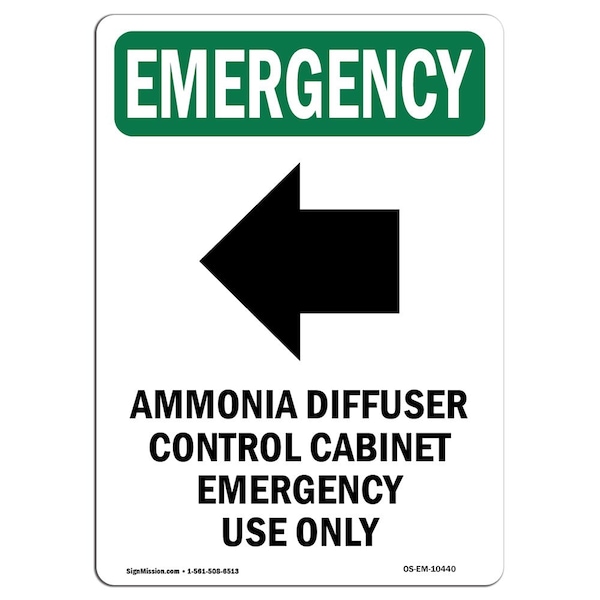 OSHA EMERGENCY, 24" Height, Aluminum, 24" W, 24" H, Portrait, Ammonia W/, Made in USA